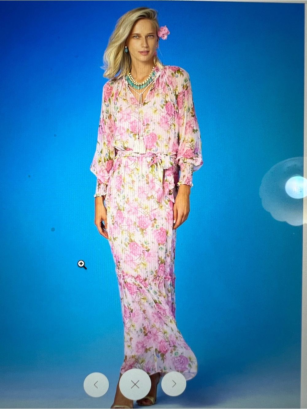 Floral Pink Maxi Dress with Tie Waist